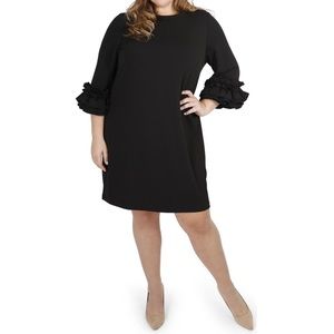 MAREE RUFFLED SLEEVE SHEATH DRESS